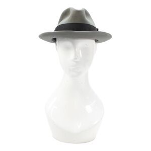 Stetson Mens Felt Black Ribbon Bow Fedora Hat Gray Size 7 1/4